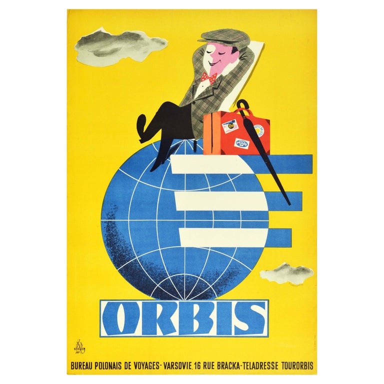 Original Vintage Poster Orbis Travel Agency Poland Tourism World Polish