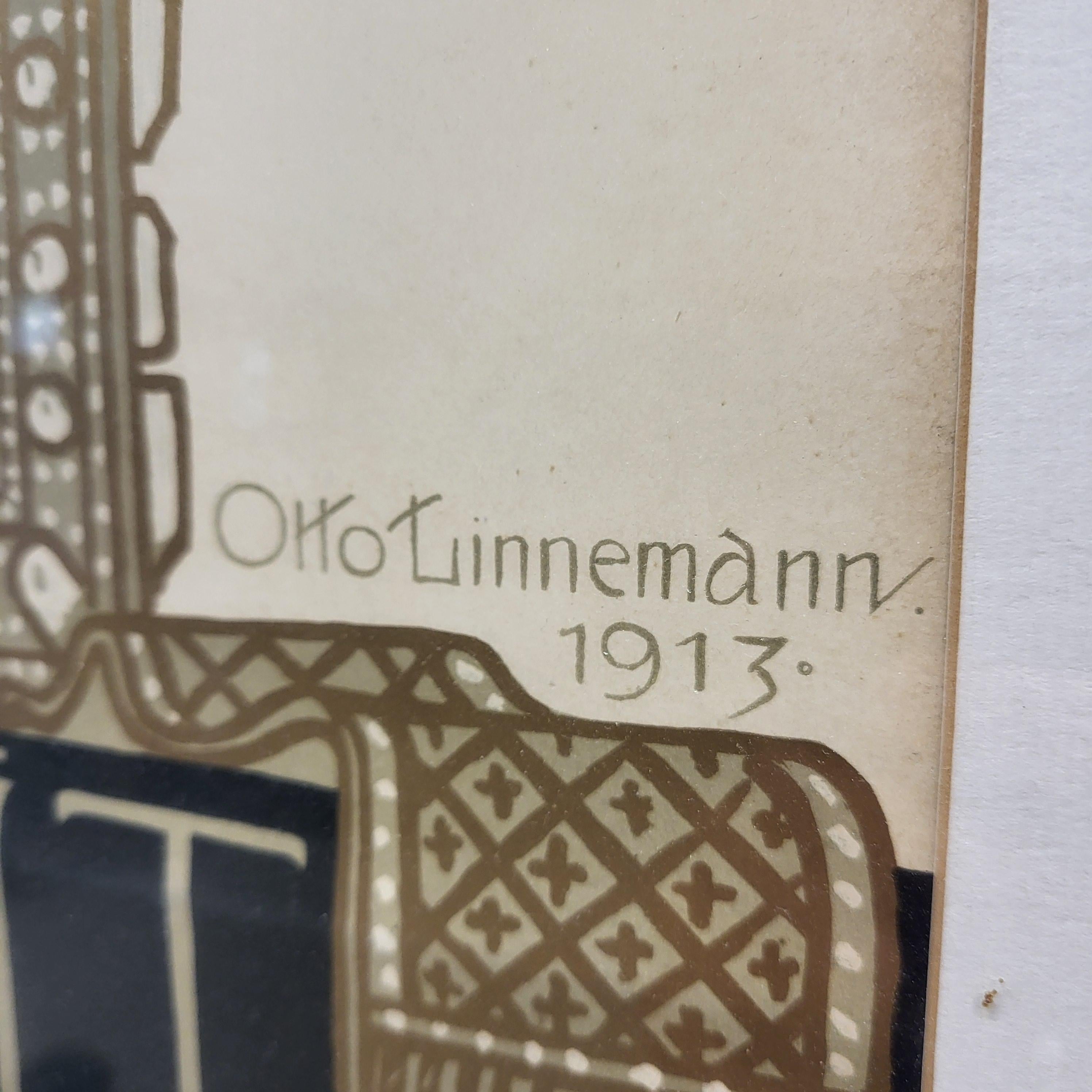 Poster originale d'epoca Otto Linnemann Wettstreit Männer Gesangvereine 1913 In condizioni buone in vendita a Aachen, NW
