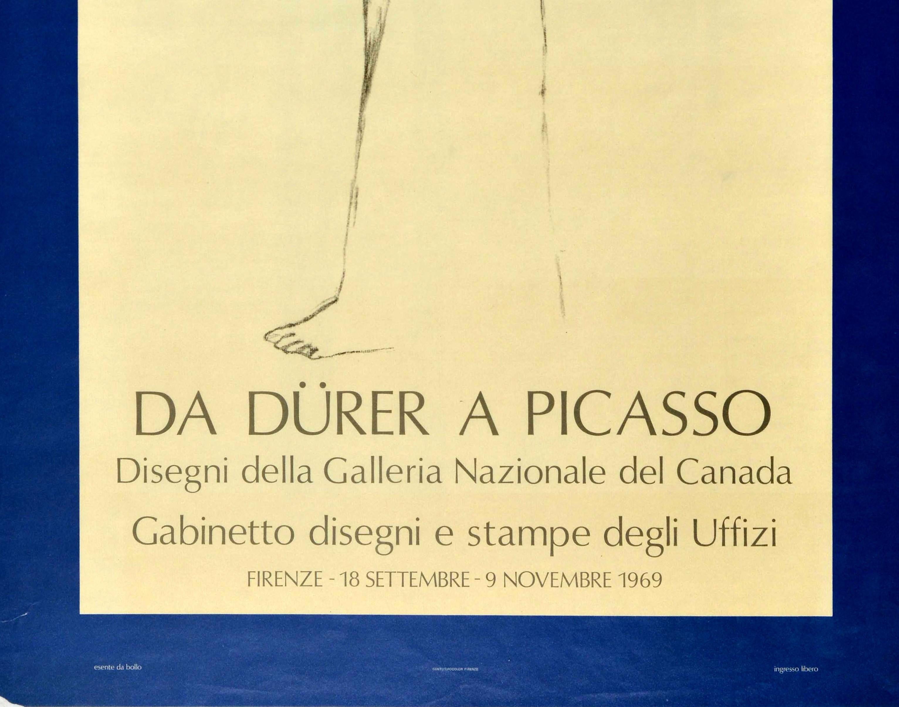 italien Affiche vintage originale Pablo Picasso, Albrecht Dürer, Exposition des Offices, Italie en vente