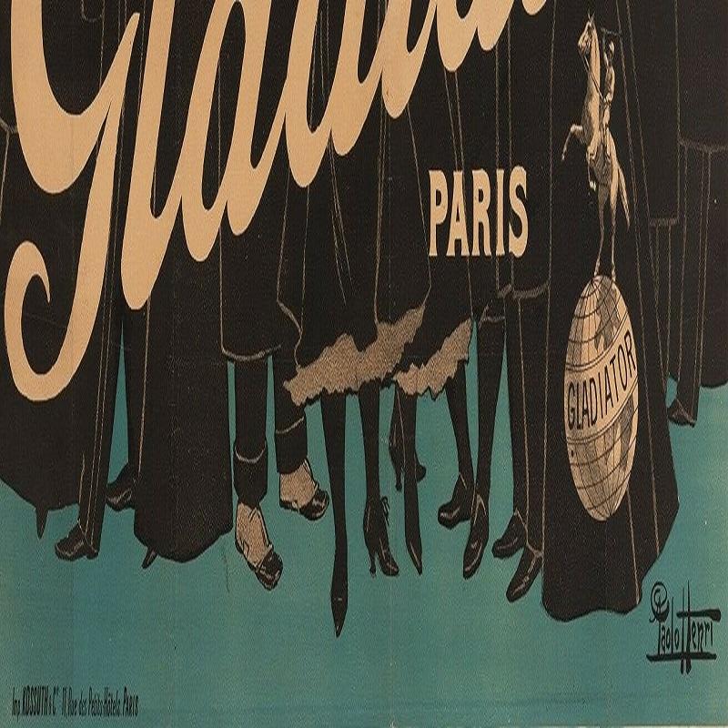 Original-Vintage-Poster, Paolo Henri, Rad Gladiator, Paris, Fahrrad, 1900 (19. Jahrhundert) im Angebot