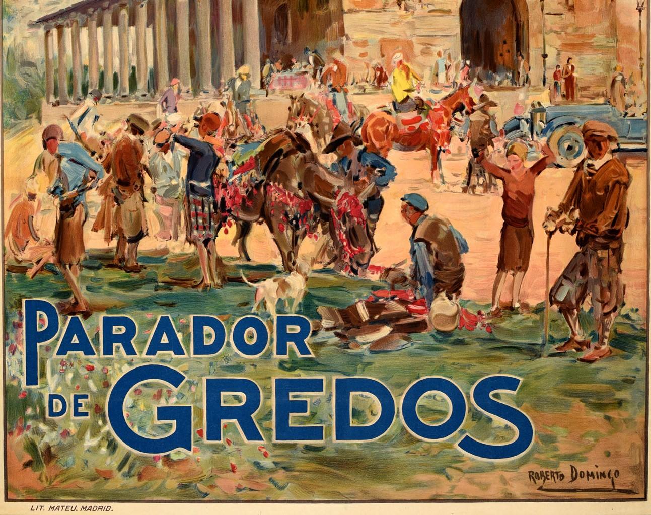 Spanish Original Vintage Poster Parador De Gredos Spain Travel Art Sierra Mountains PNT For Sale