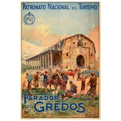 Affiche rétro originale, Parador De Gredos, Espagne, Voyage, Art, Sierra Mountains PNT