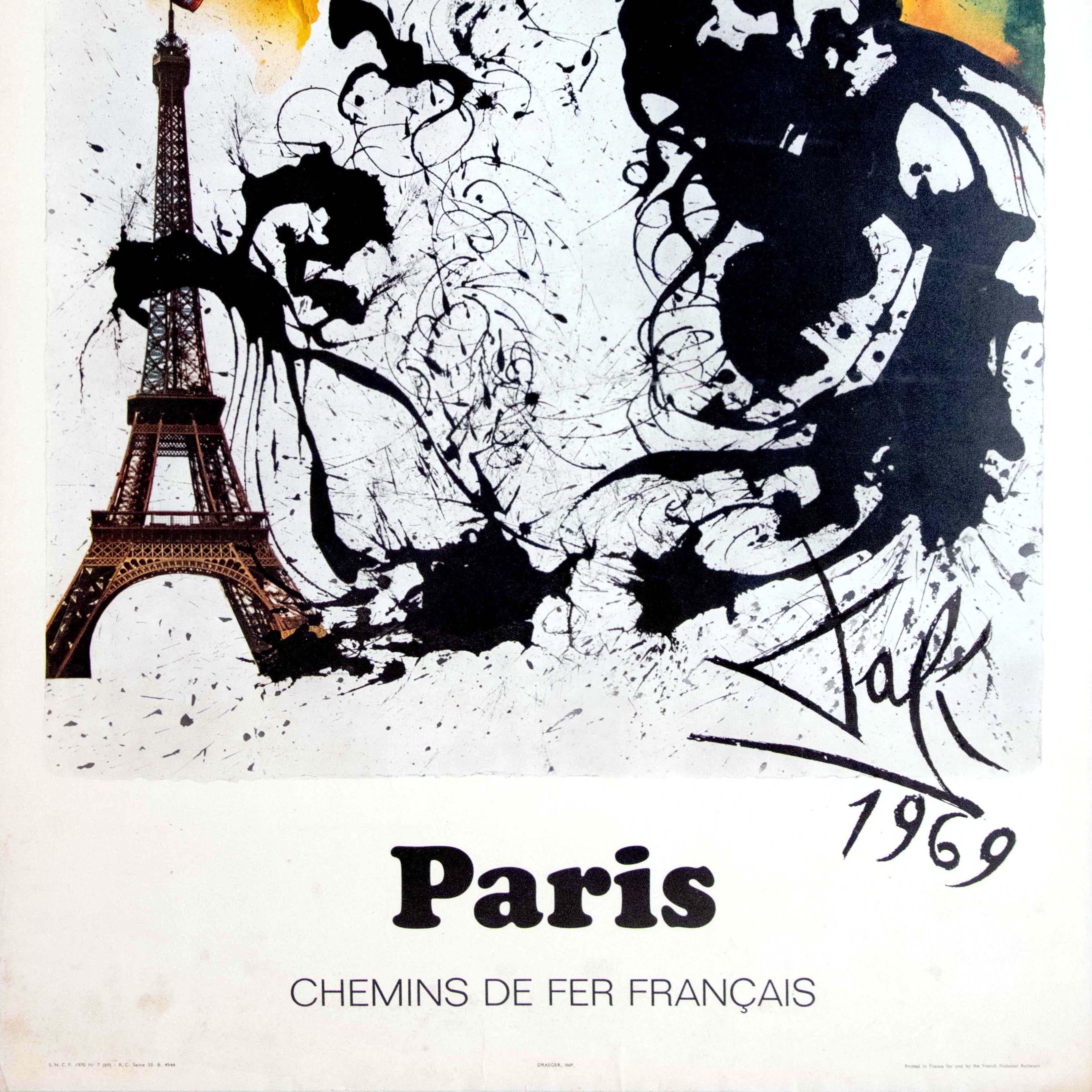 Original-Vintage-Poster, Paris, Frankreich, Eisenbahn, Reisen, Eiffelturm, Schmetterlingsdesign im Zustand „Gut“ im Angebot in London, GB