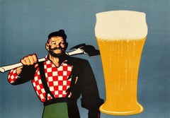 Original Vintage Poster Paul Bunyan Honestly Great Quality & Pleasure Beer Drink