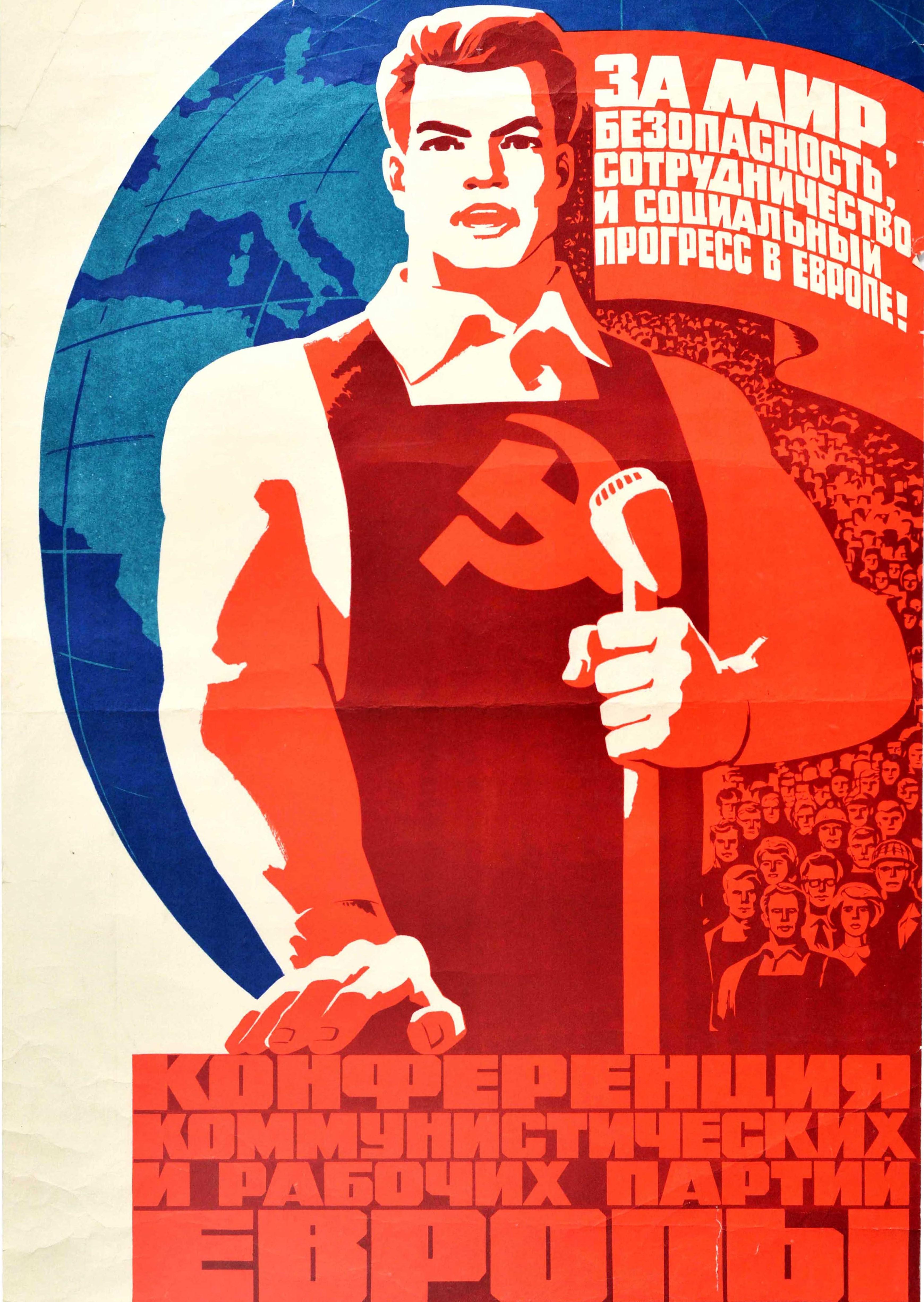 Original Vintage Poster Friedenskonferenz Europa UdSSR Kommunistische und Arbeiterpartei (Russisch) im Angebot