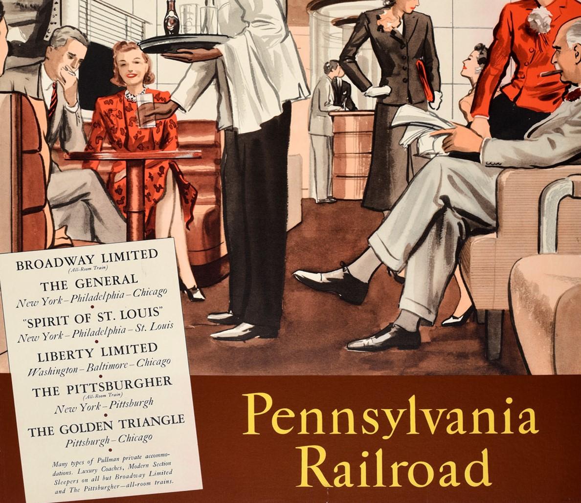 Américain Affiche rétro originale, Pennsylvania Railroad, Pullman Train, flotte de luxe en vente