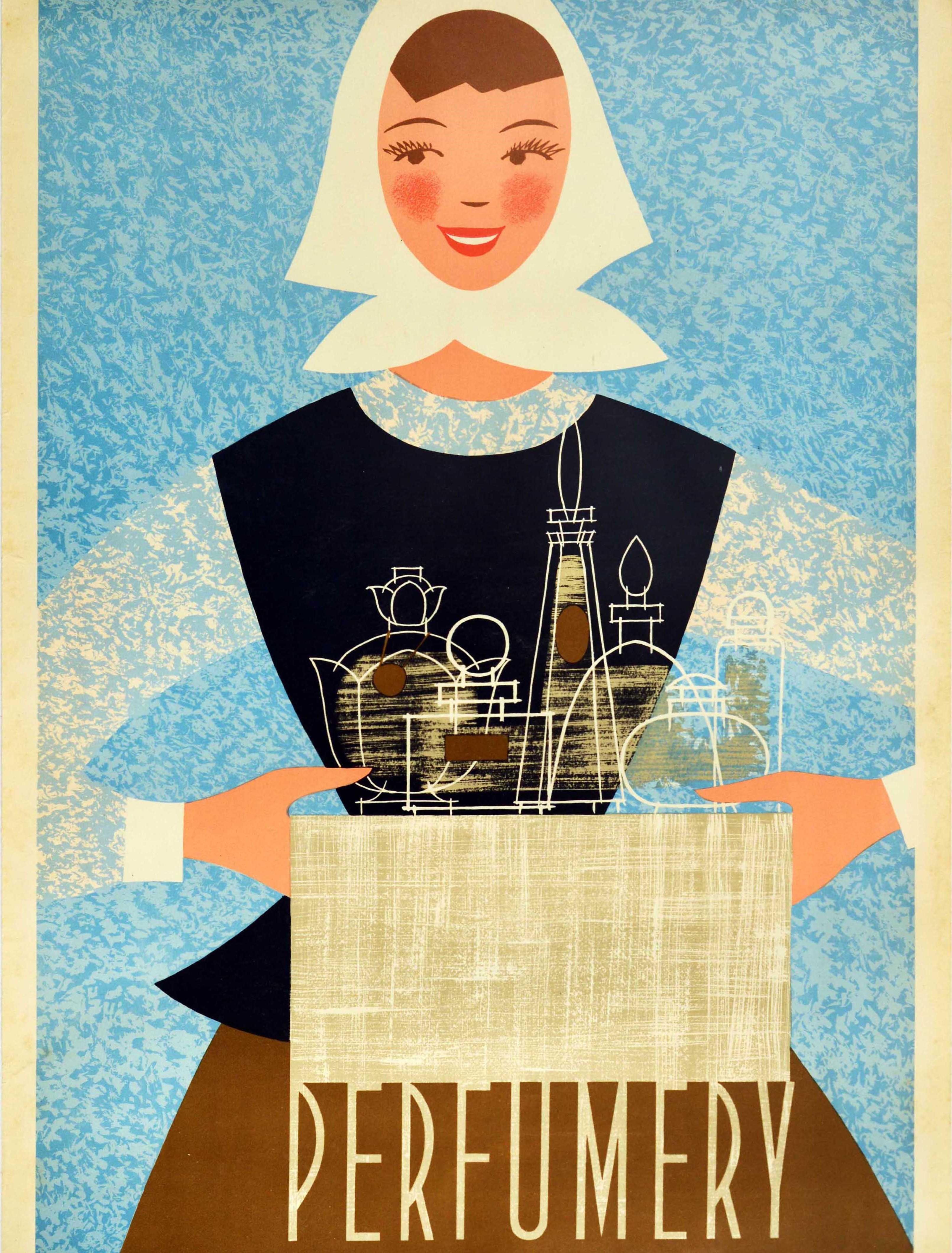 Russian Original Vintage Poster Perfumery Soviet Chemical Export Mid Century Design USSR