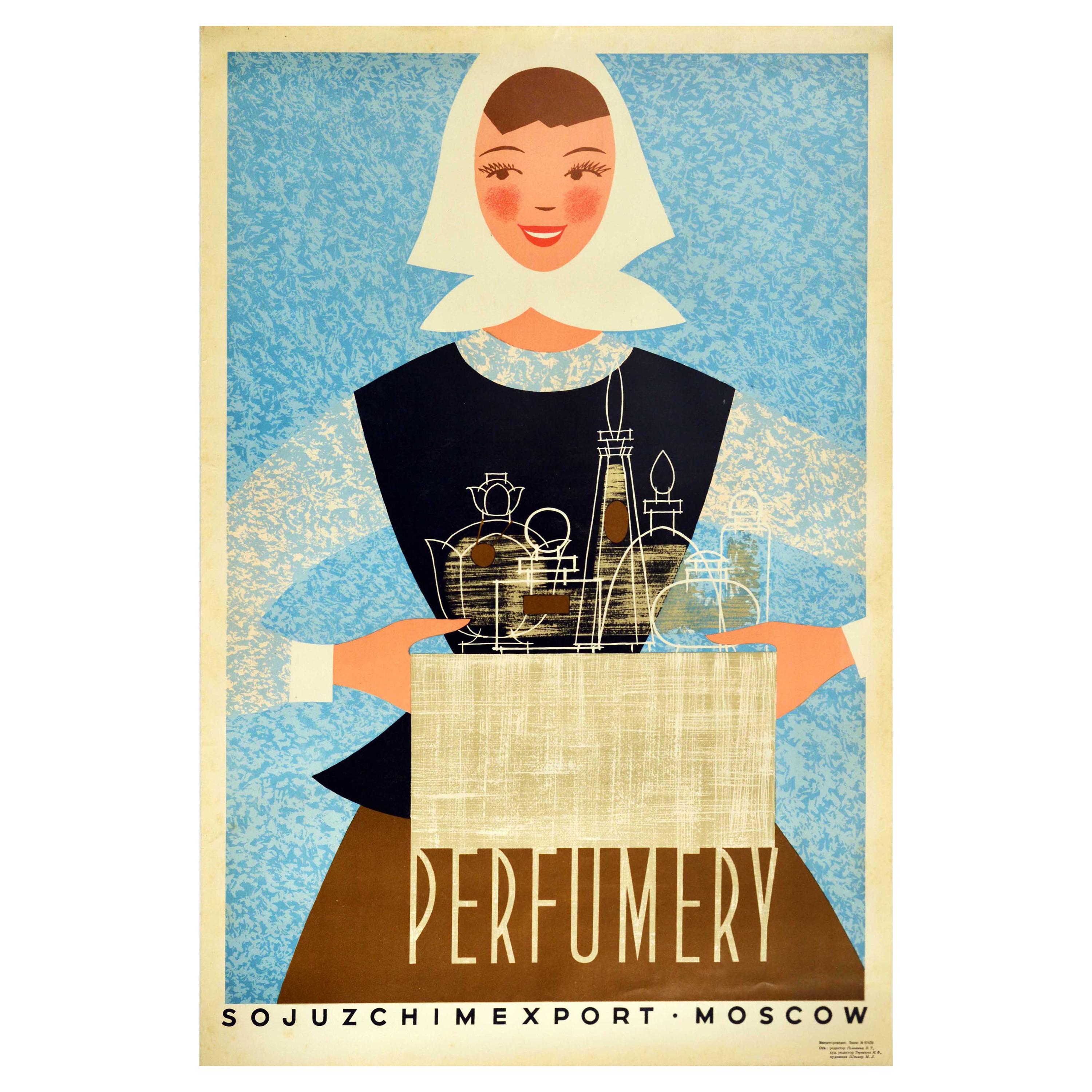 Original Vintage Poster Perfumery Soviet Chemical Export Mid Century Design USSR