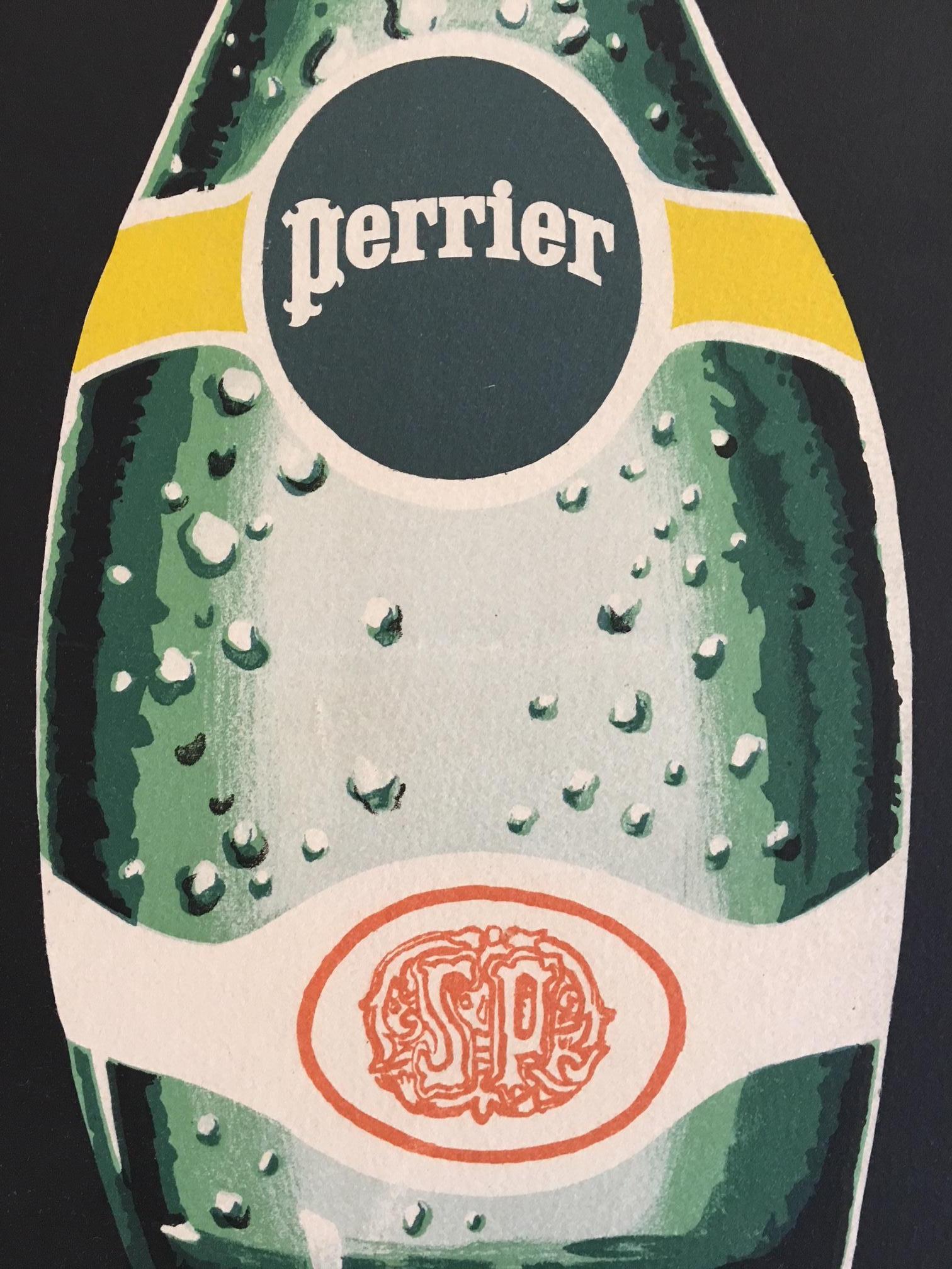 Modern Original Vintage Poster, Perrier by the Beach by Villemot, 1982 French Poster