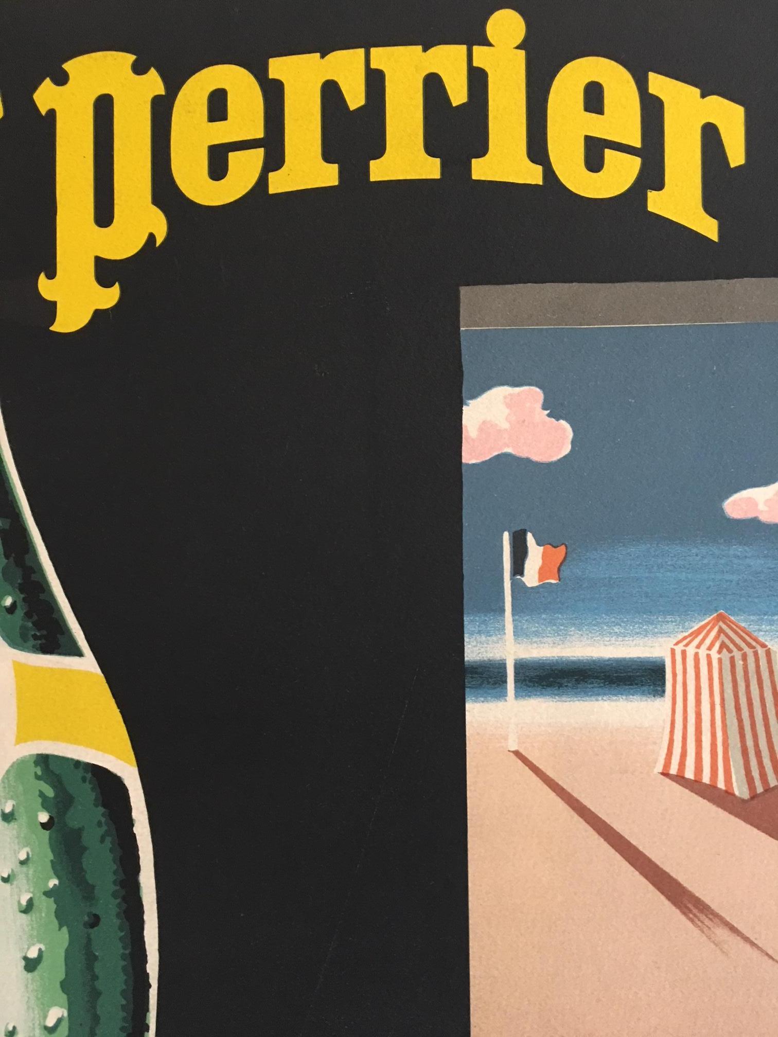 Original Vintage Poster, Perrier by the Beach by Villemot, 1982 French Poster In Excellent Condition In Melbourne, Victoria