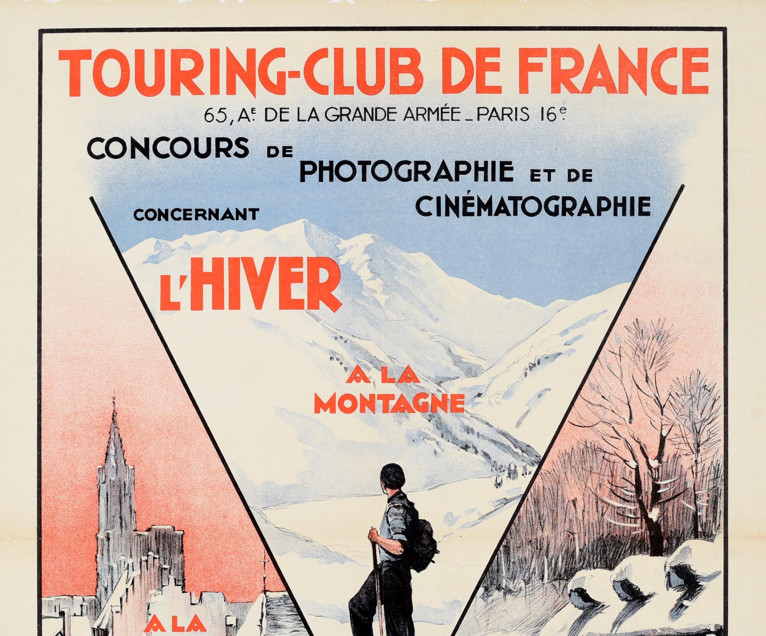 Originalplakat für den Touring-Club De France Concours de Photographie et de Cinematographie concernant l'Hiver a la Montagne a la Ville a la Campagne / Touring Club of France Photography and Cinematography Competition concerning l'Hiver a la