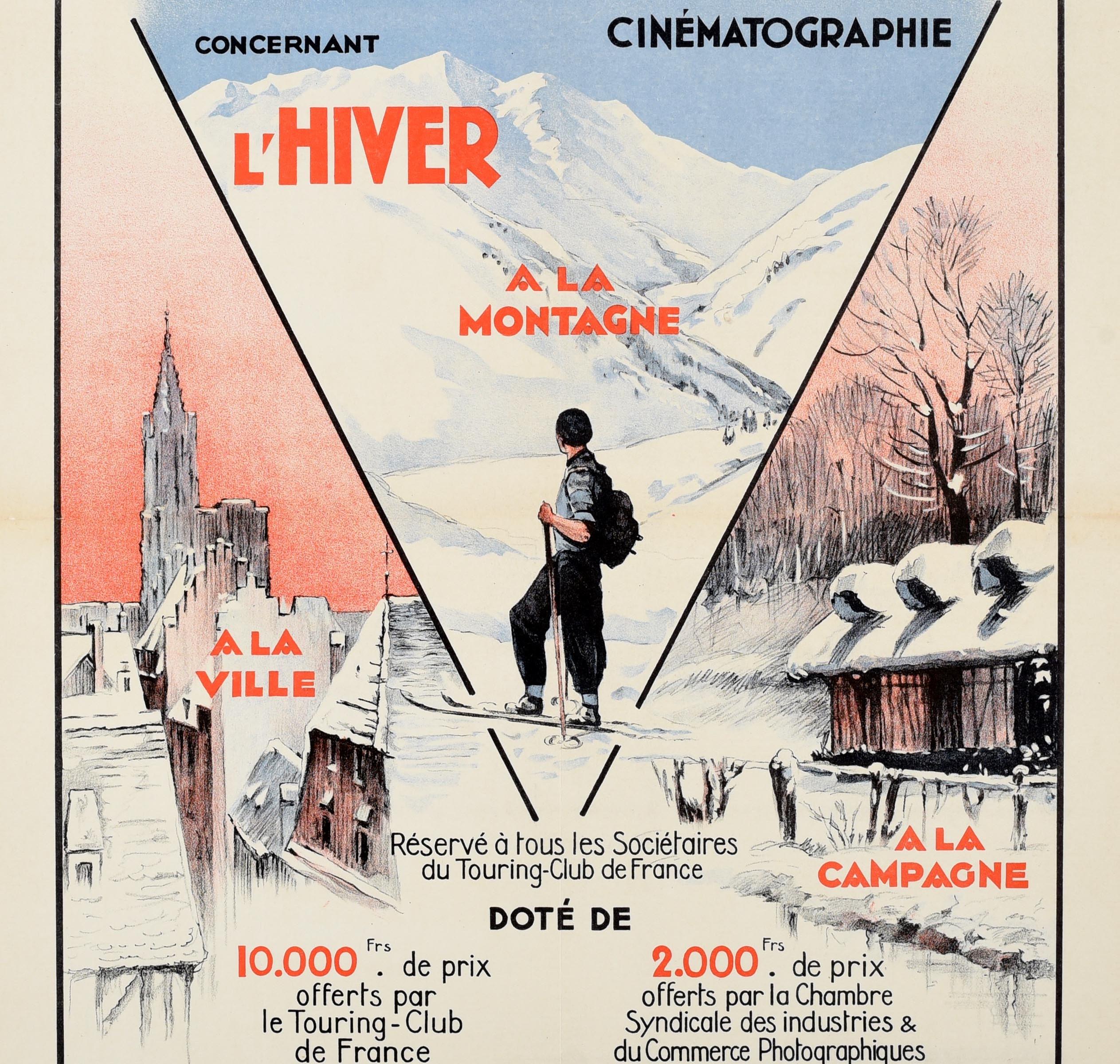 French Original Vintage Poster Photography Cinematography Contest France Ski Winter Art For Sale