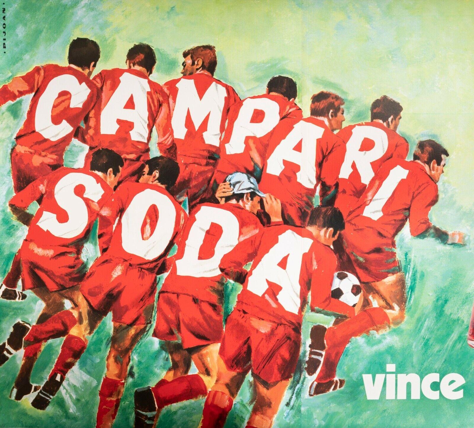 Affiche vintage d'origine-Pijoan-Campari Soda-Soccer-Liqueur, c.1970 Bon état - En vente à SAINT-OUEN-SUR-SEINE, FR
