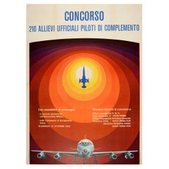 Original Vintage Poster Pilot Air Force Competition Concorso Italy Aviation Art