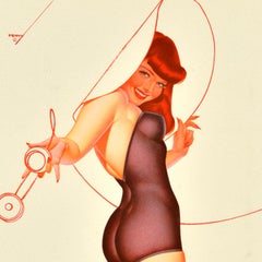 Original Vintage Poster Pin Up Lady Telephone Hat George Petty Design Art USA