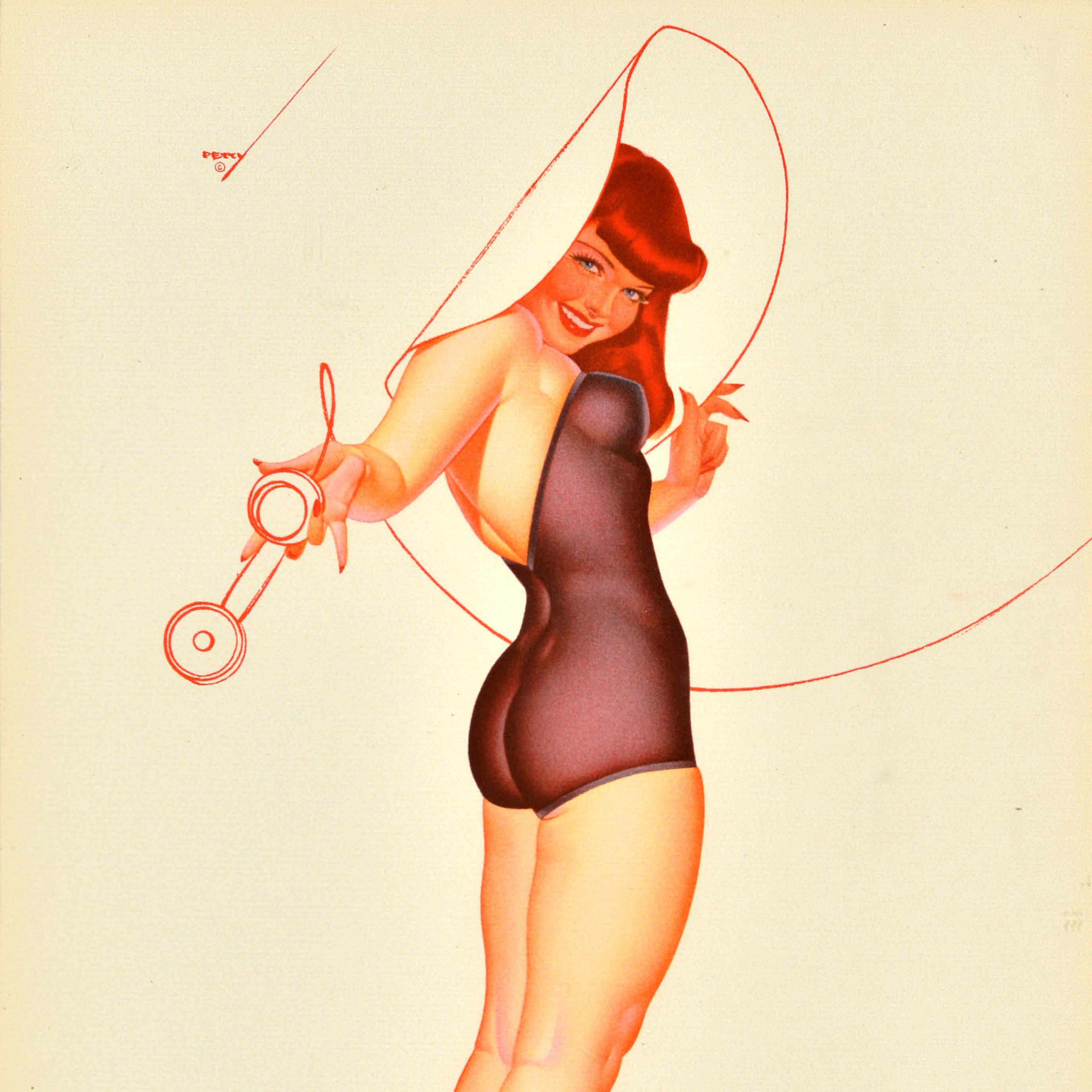 Original Vintage-Poster, Pin Up Lady, Telefonhut, George Petty, Design, Kunst, USA (amerikanisch) im Angebot