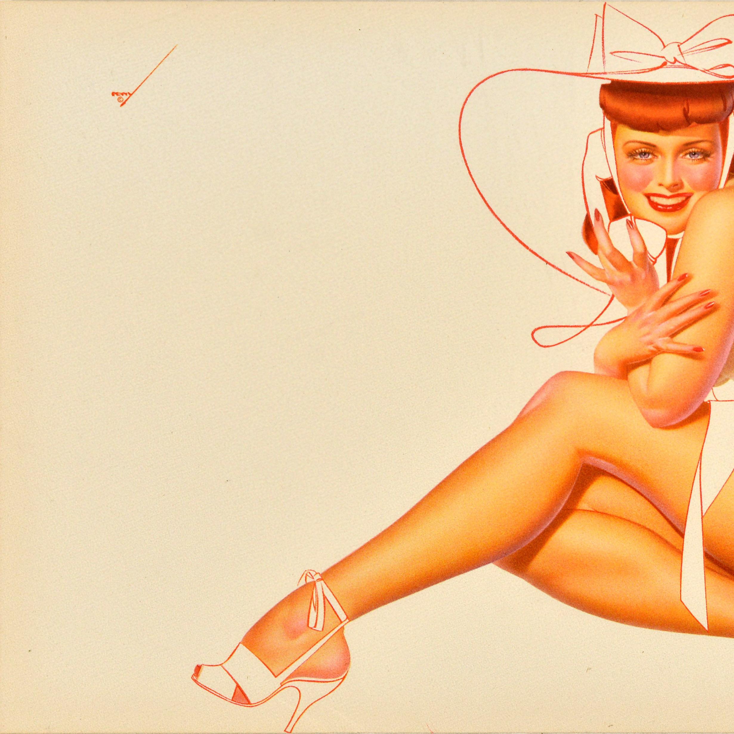 Americano Poster originale d'epoca Pin Up Lady Telephone Hat George Petty Girls Model No. in vendita