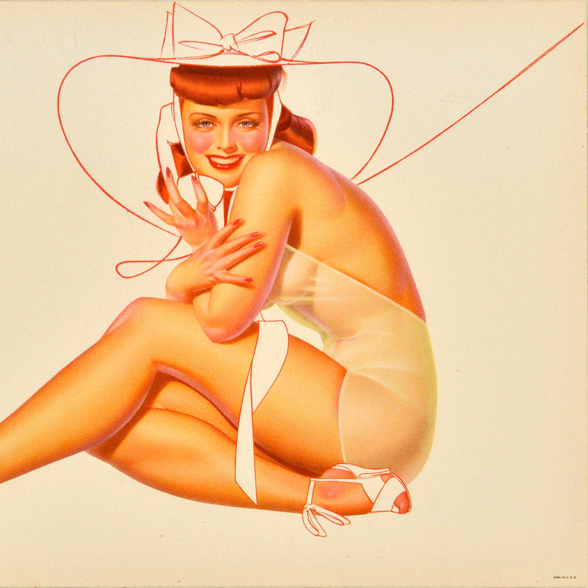 Poster originale d'epoca Pin Up Lady Telephone Hat George Petty Girls Model No. In condizioni buone in vendita a London, GB