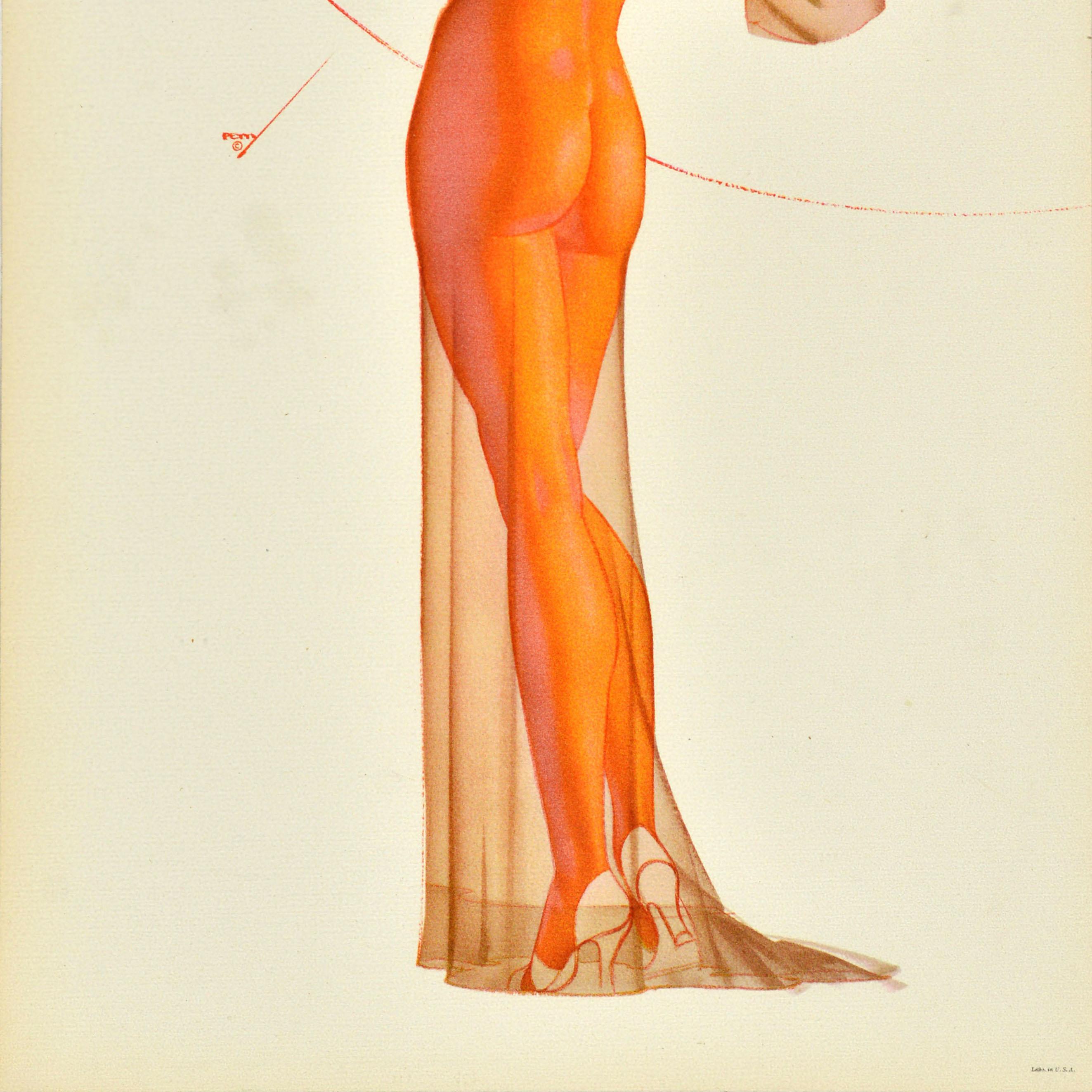 Affiche rétro originale Pin Up Lady Telephone Mirror de George Petty Bon état - En vente à London, GB