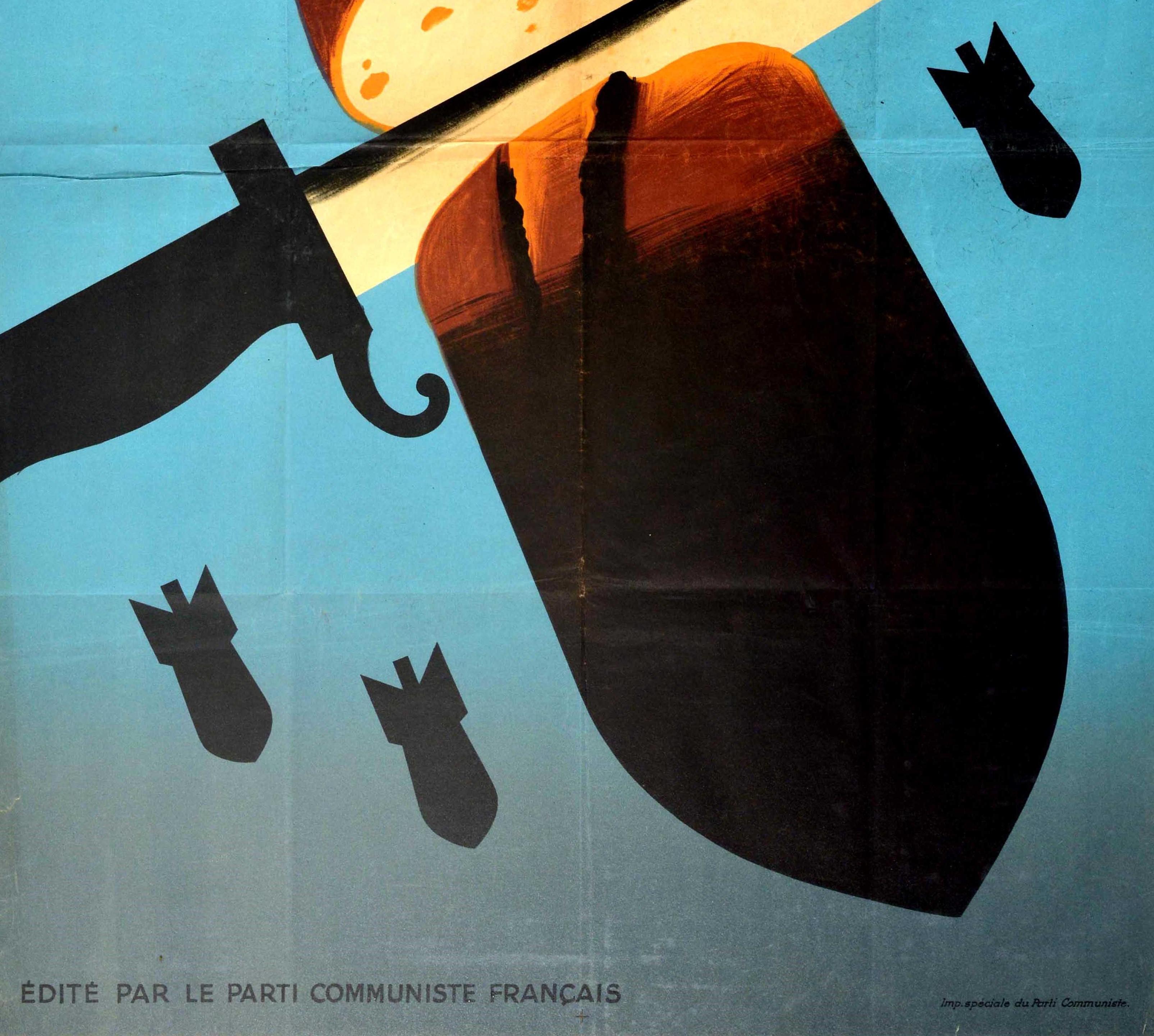 French Original Vintage Poster Politique De Guerre Expensive Bread War Politics WWII