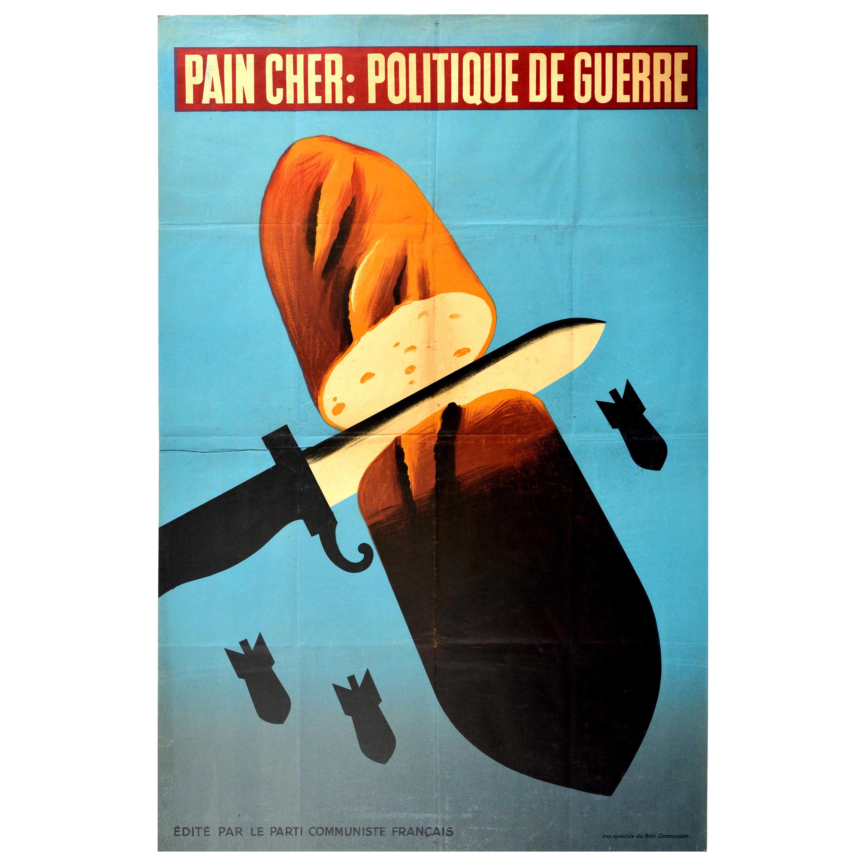 Original Vintage Poster Politique De Guerre Expensive Bread War Politics WWII