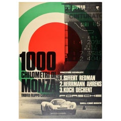 Original Vintage Poster Porsche 1000 Chilometri Di Monza Race Track Motor Sport