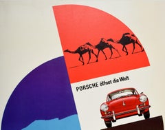 Original Vintage Poster Porsche 356 Sports Car Opens The World Offnet Die Welt
