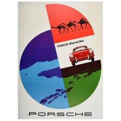 Original Vintage Poster Porsche 356 Sports Car Opens The World Offnet Die Welt