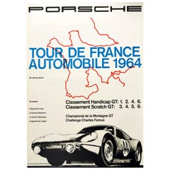 Original Vintage Poster Porsche 904 Tour De France Automobile 1964 GT Car Racing