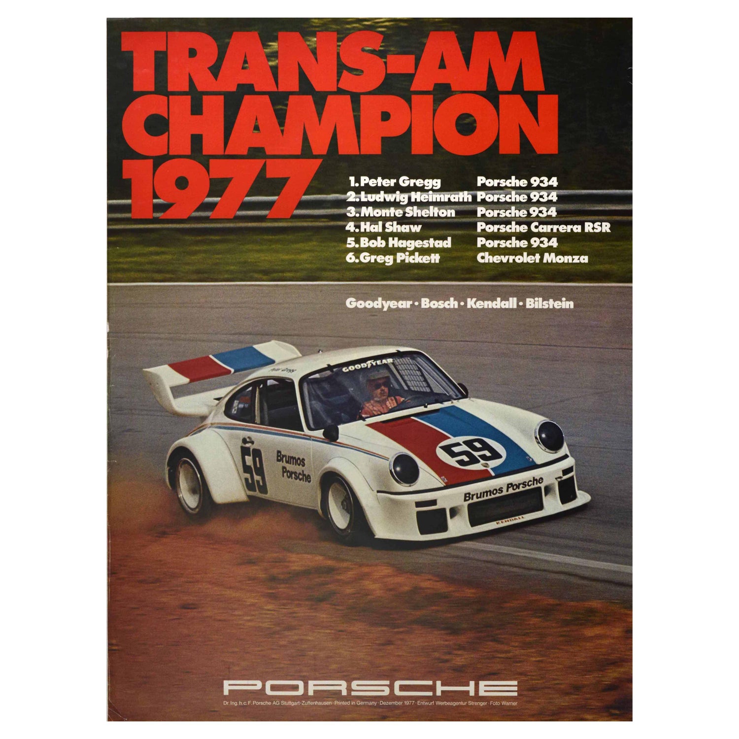 taske Foreman Korrekt Original Vintage Auto Racing Poster Porsche 911 Victory 1968 Rallye Monte  Carlo For Sale at 1stDibs
