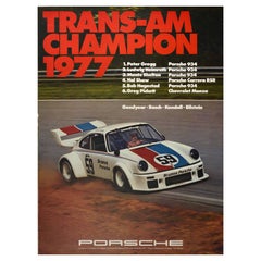 Original Vintage Poster Porsche 934 Trans Am Champion 1977 Auto Racing Victory