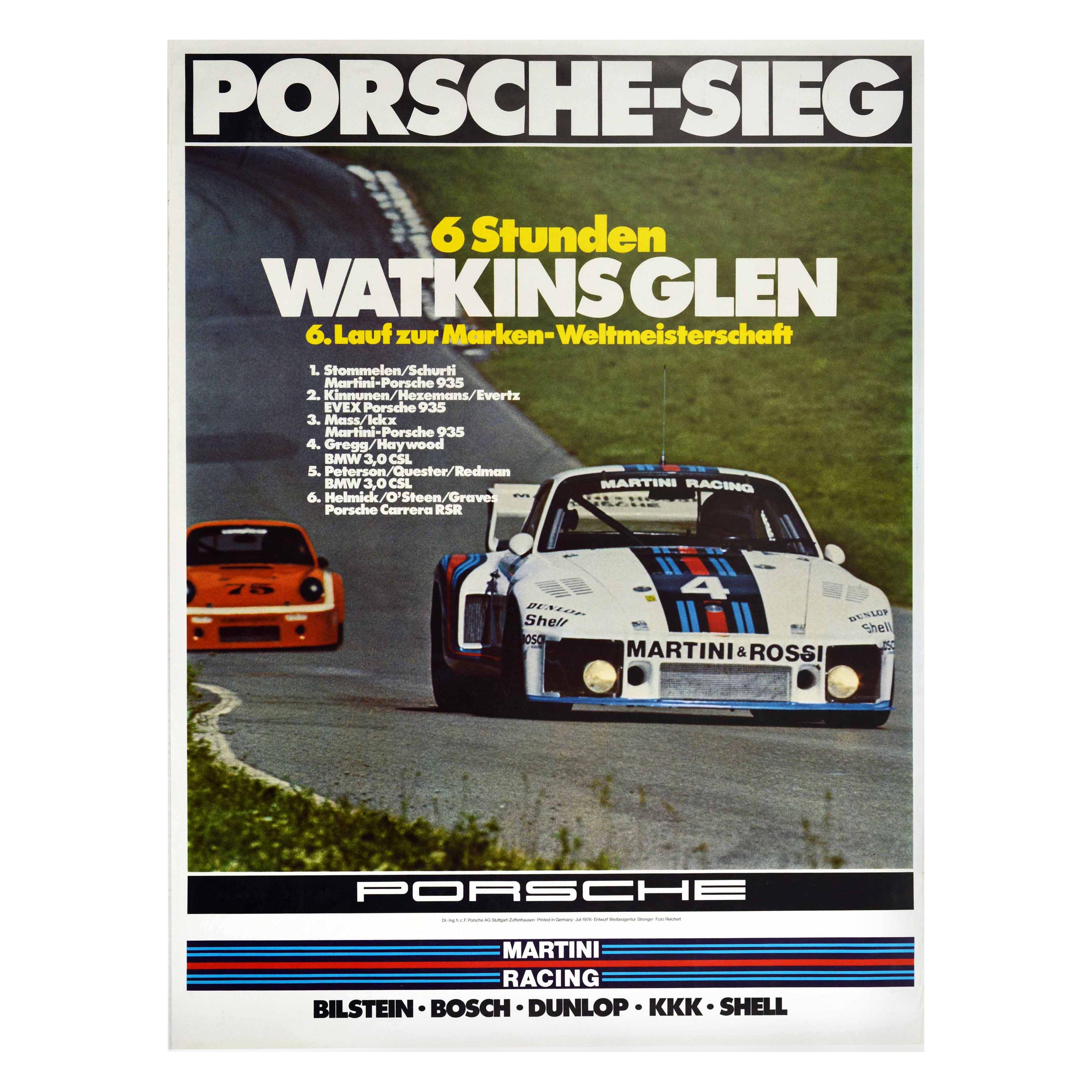 Original Vintage Poster Porsche 935 Watkins Glen Auto Racing Sports Car  Victory For Sale at 1stDibs
