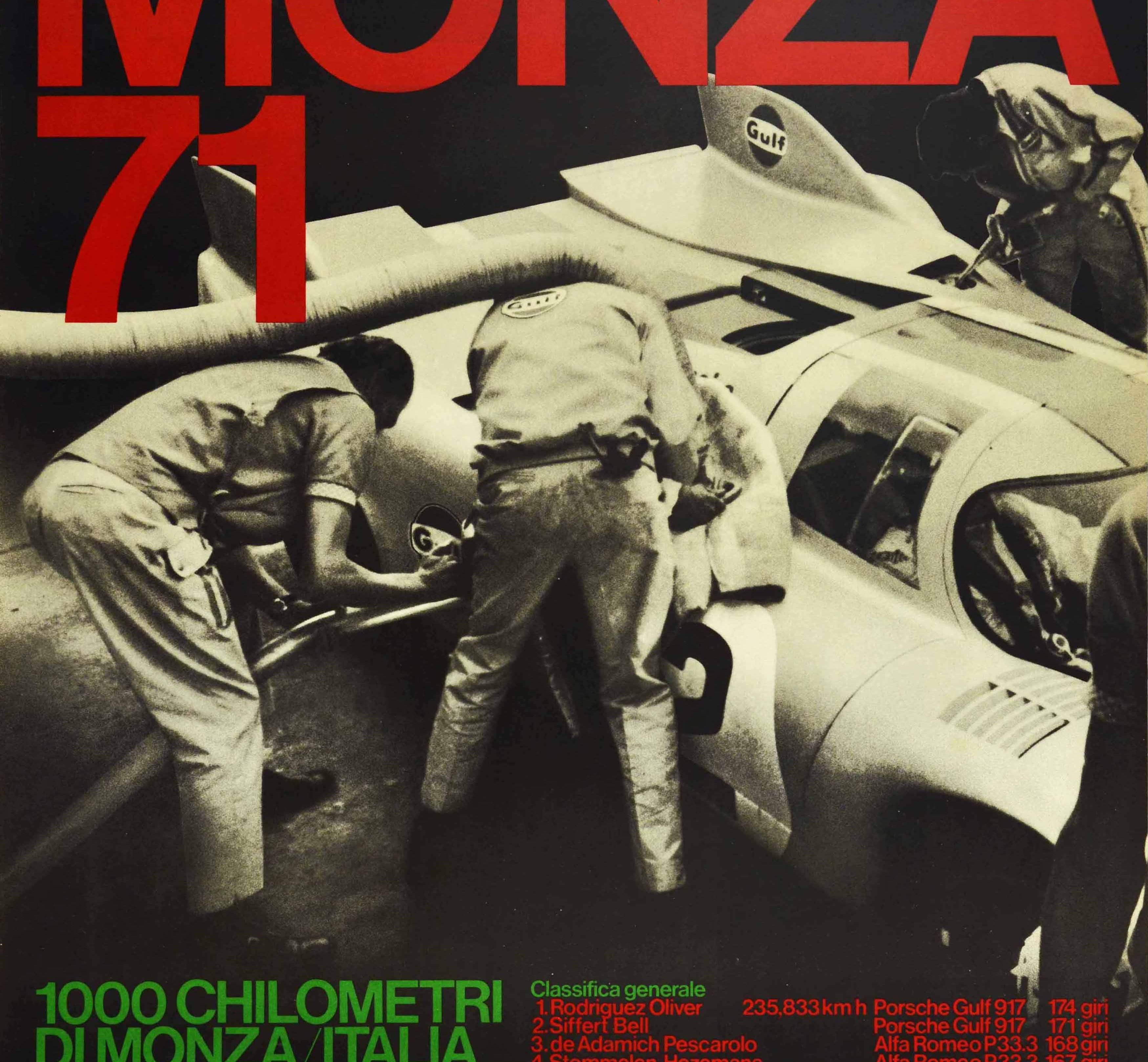 German Original Vintage Poster Porsche Gulf 917 Victory 1000km Monza Italy Auto Racing
