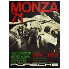 Original Vintage Poster Porsche Gulf 917 Victory 1000km Monza Italy Auto Racing