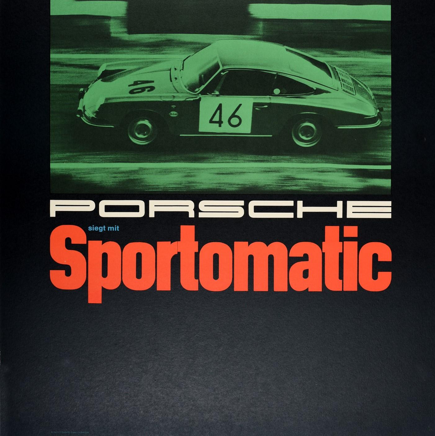 German Original Vintage Poster Porsche Sportomatic Marathon Endurance Race Nurburgring For Sale