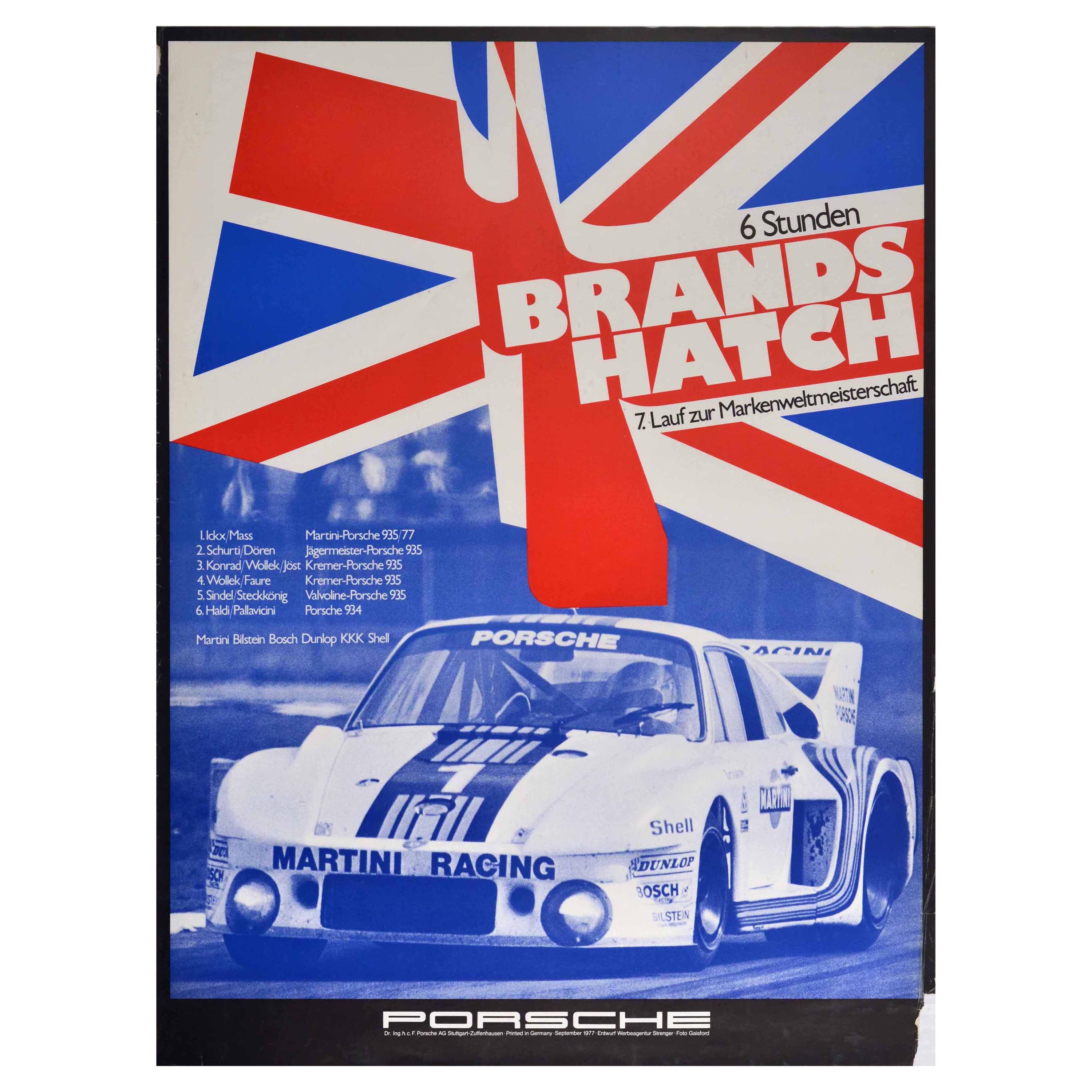 Original Vintage Poster Porsche Victory Brands Hatch World Sports Car Champions