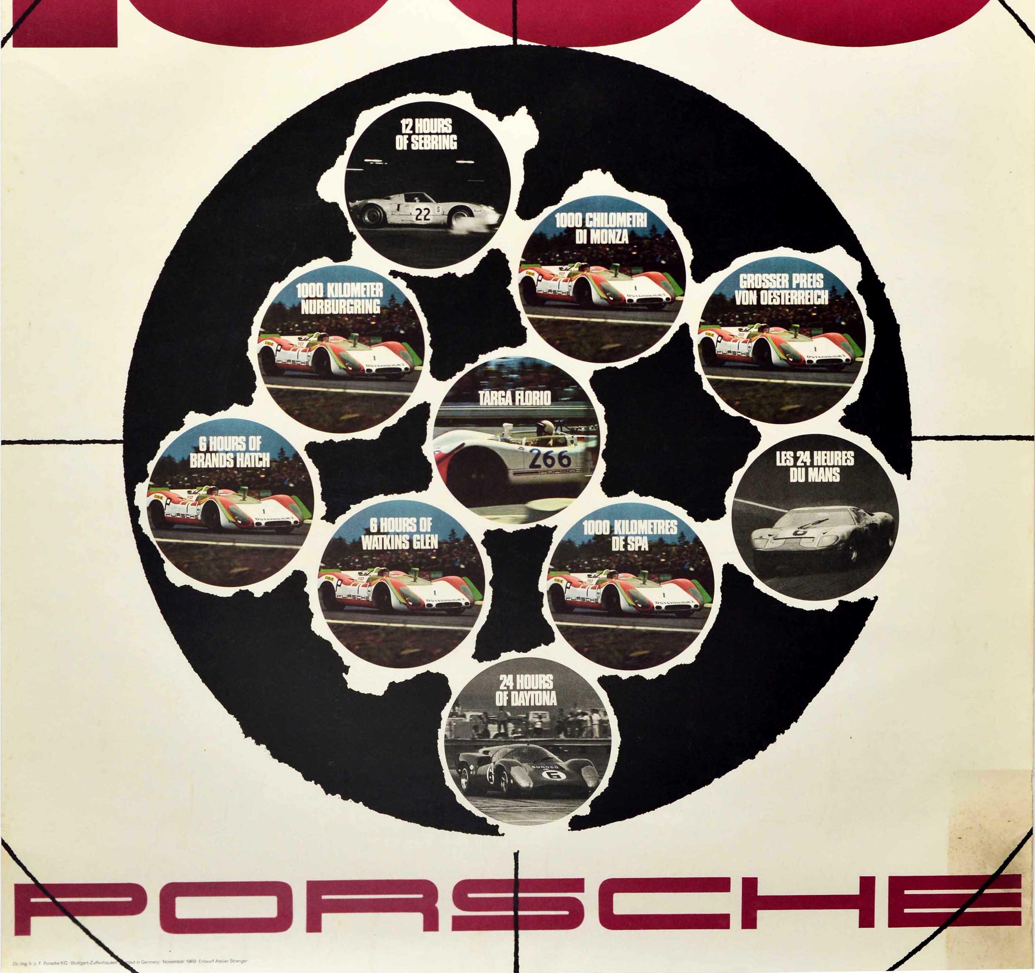 German Original Vintage Poster Porsche Weltmeister 1969 Champion Motorsport Auto Racing