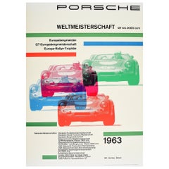 Original Vintage Poster Porsche World Championship 1963 Auto Racing Rally Trophy
