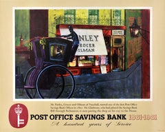 Original Vintage Poster Post Office Savings Bank Panley Grocer Oilman Vauxhall