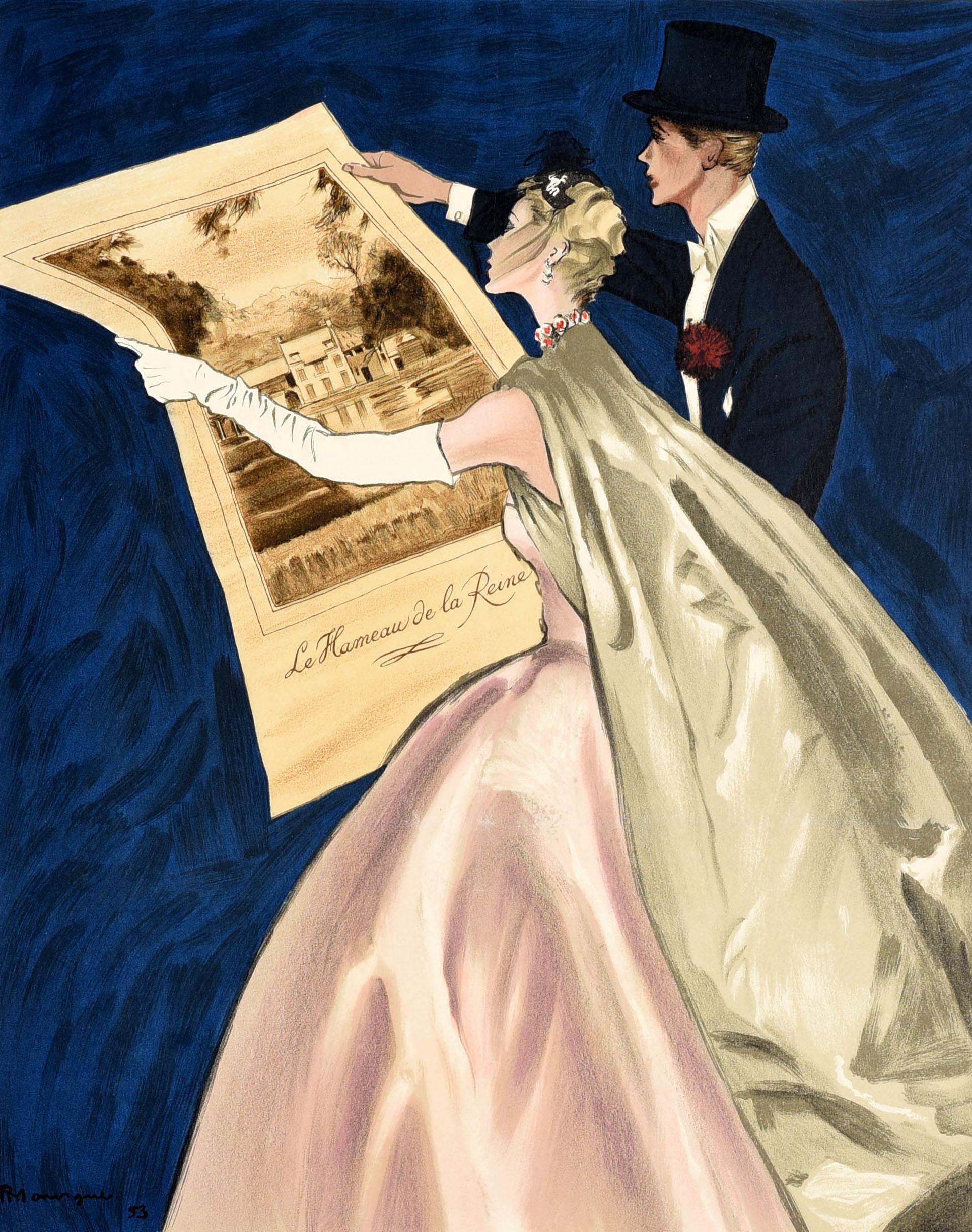 Original vintage poster advertising a gala evening followed by dinner and a ball organised to benefit the restoration of the Queen's Hamlet at Versailles - La Nuit du 12 au 13 Soiree de gala suivie de souper et de bal organiser au benefice de la