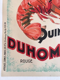 Original Vintage Poster Quinquina Du Homard 1925 Lithograph lobster poster