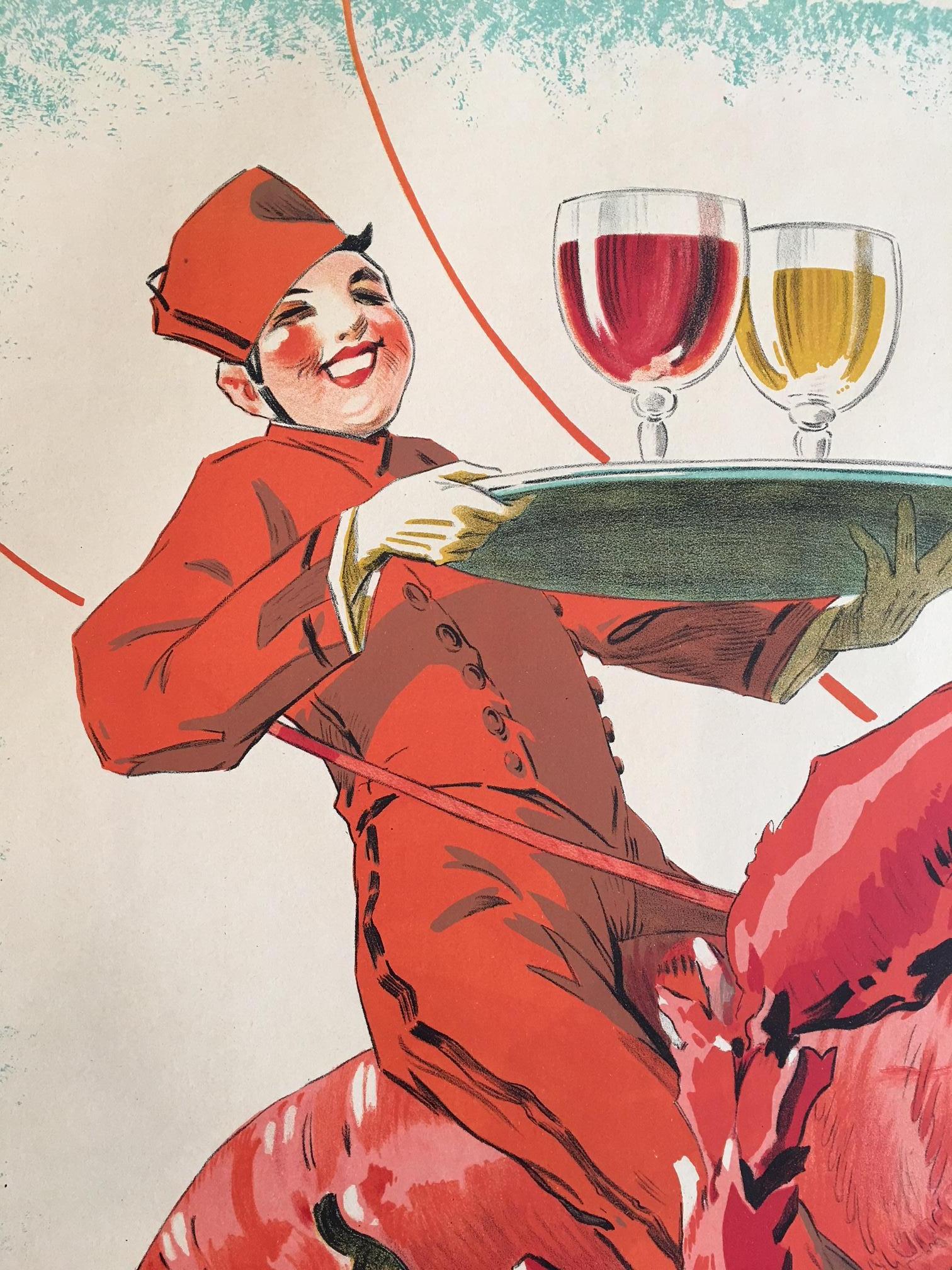 French Original Vintage Poster Quinquina Du Homard 1925 Lithograph lobster poster 