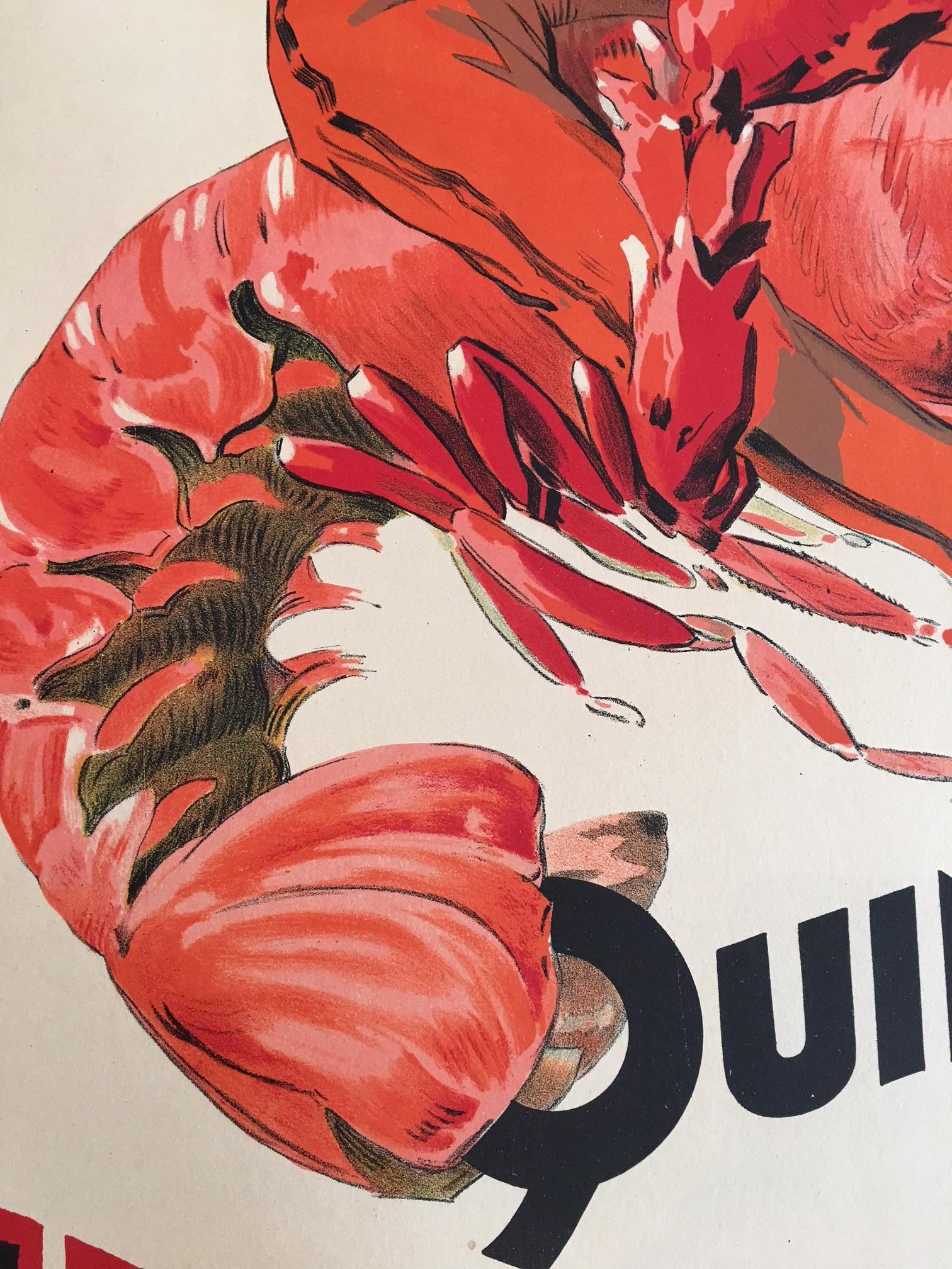 20th Century Original Vintage Poster Quinquina Du Homard 1925 Lithograph lobster poster 