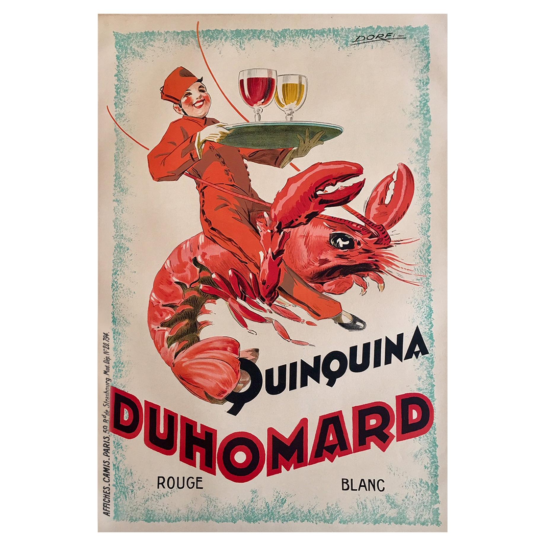 Original Vintage Poster Quinquina Du Homard 1925 Lithograph lobster poster 
