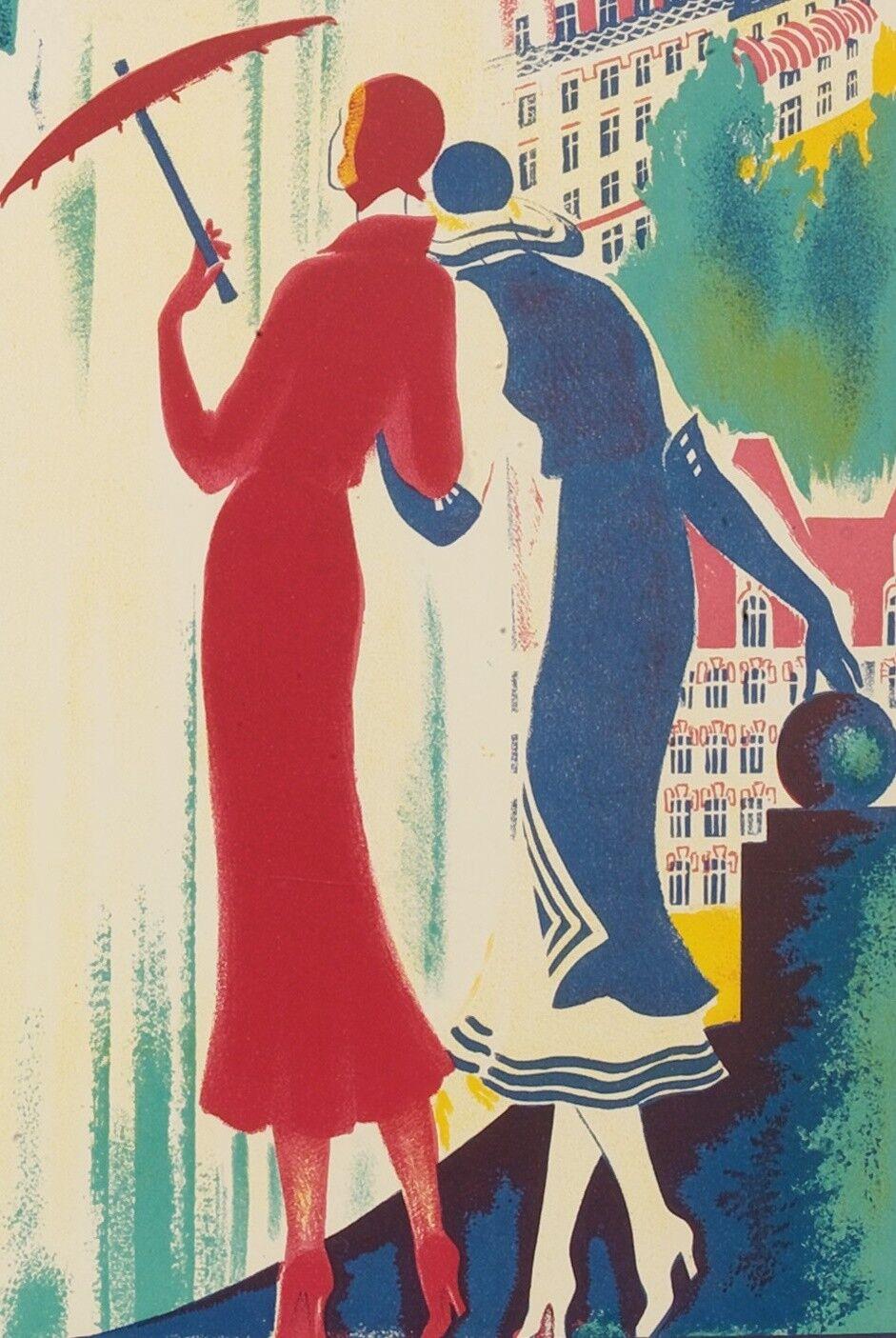 Art déco Roger Valerio, affiche de golf vintage d'origine, Casino et Spa de Saint Nectaire, 1930 en vente