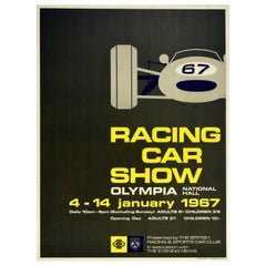 Poster originale d'epoca Mostra di auto da corsa Olympia Motor Sport Mid Century Design