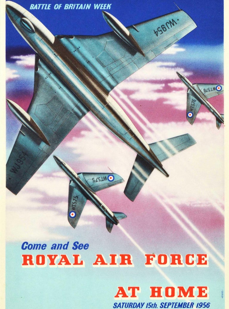 Original Vintage Poster RAF Royal Air Force At Home Battle Of Britain Week  Plane For Sale at 1stDibs