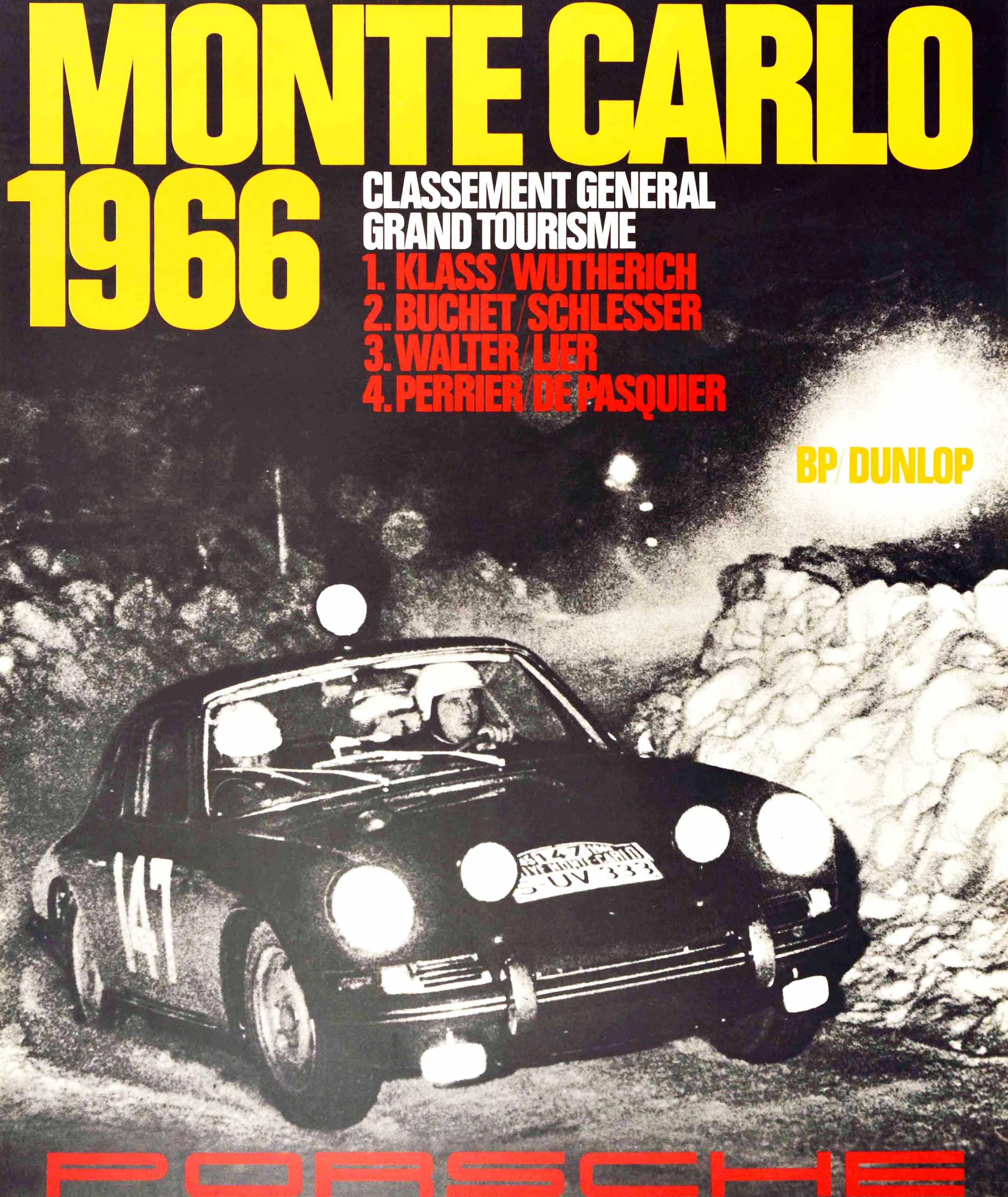 Original Vintage Poster Rallye Monte Carlo 1966 Porsche 911 Car GT Auto  Racing at 1stDibs