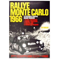 Original Vintage Poster Rallye Monte Carlo 1966 Porsche 911 Car GT Auto Racing