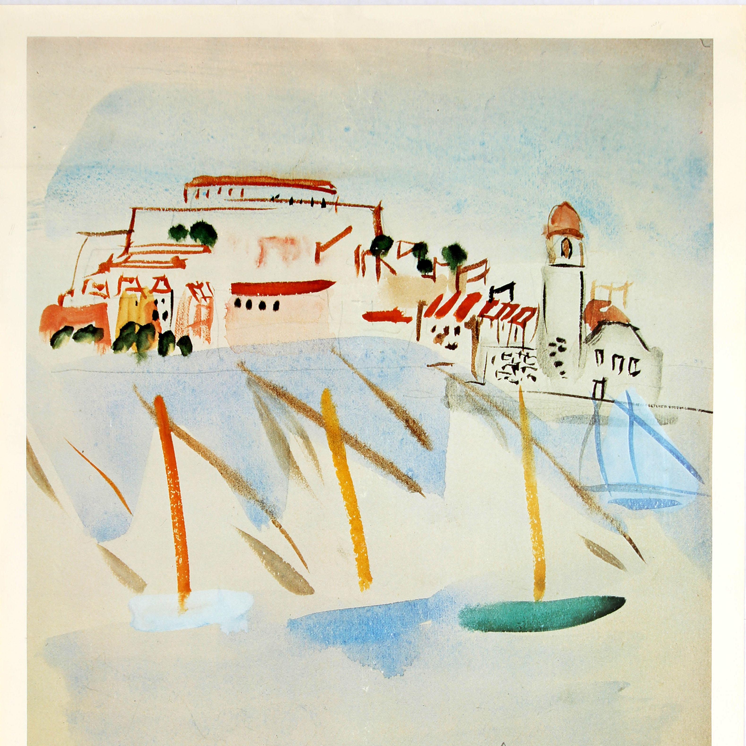 Original Vintage Poster Raoul Dufy Collioure Segelboot Segeln Scenery Frankreich (Französisch) im Angebot